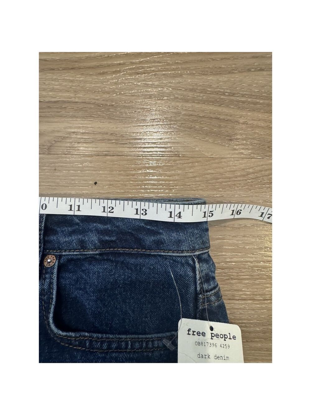 Free People High-Rise Dark Blue Mom Jeans - Picture 6 of 7
